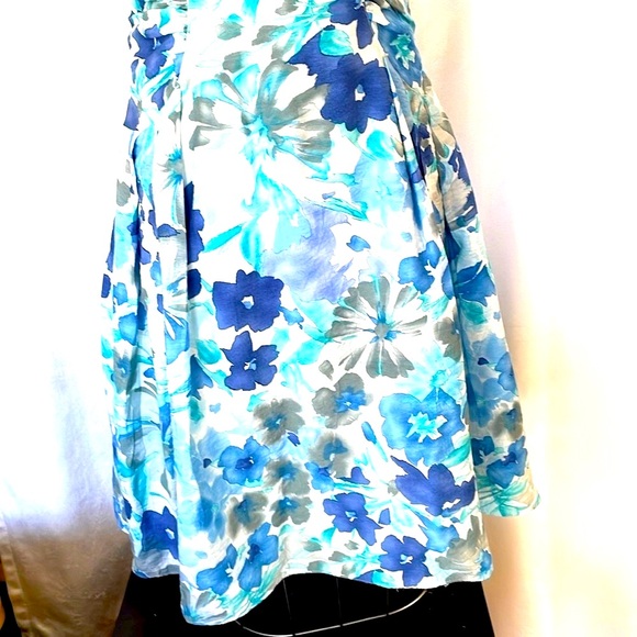 Women’s ADRIANNA PAPEL Rayon & Nylon Blue Sleeveless Sweetheart Midi Dress Sz 10 - Picture 2 of 12